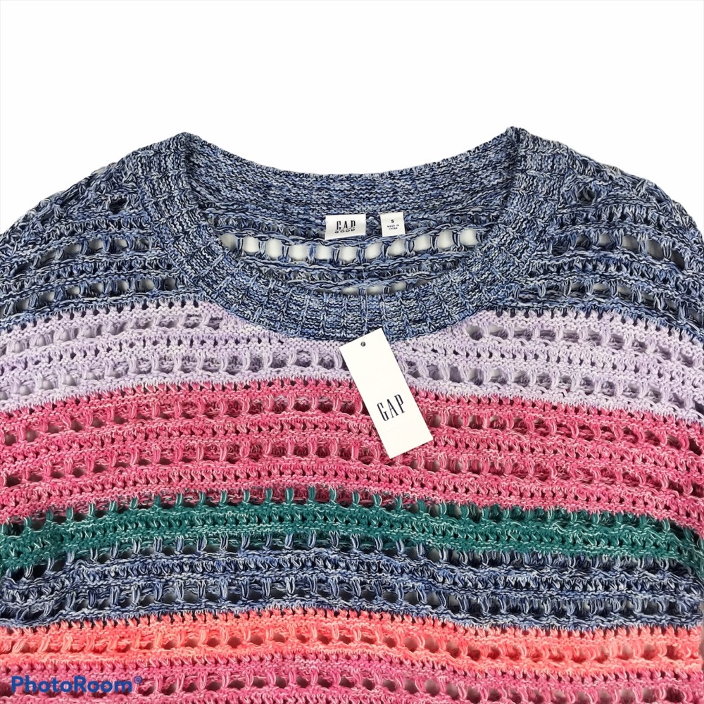 Gap Colorful Striped Open Knit Sweater - Picture 2 of 9